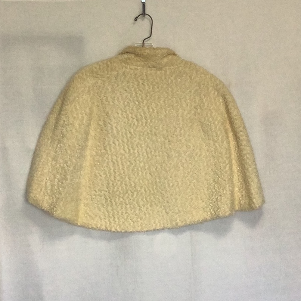 VINTAGE 1950s Cream‎ Bouclé Sateen Lined Cape Old Money Glam One Size - Picture 9 of 14